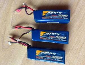 3 Lipos Zippy  5S 3000 Mah 40C
